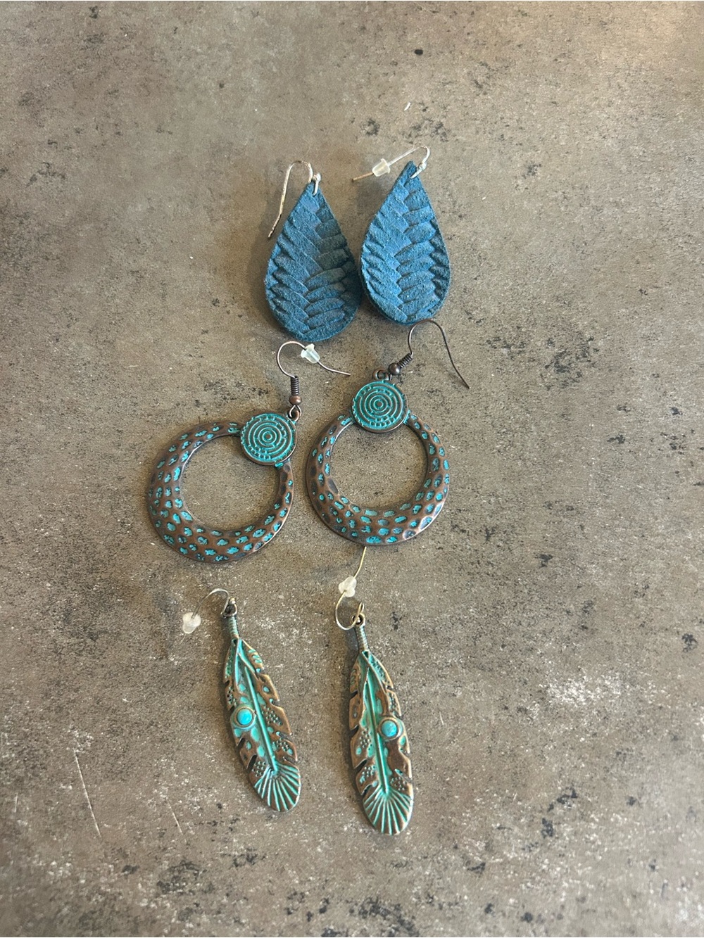 Turquoise Teardrop & Feather Mixed-Earring Set - Women's Jewelry